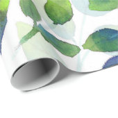 アクアグリーンリーフパターン ラッピングペーパー (ロールコーナー)
