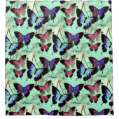 アクアグリーンレルムのモルホレインボーバターズアート シャワーカーテン (正面)