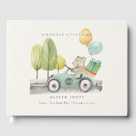 アクアグリーン任意の年齢の誕生日パーティテディカー ゲストブック