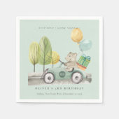 アクアグリーン任意の年齢の誕生日パーティテディカー スタンダードカクテルナプキン (正面)