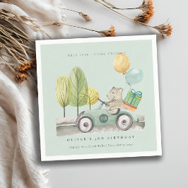 アクアグリーン任意の年齢の誕生日パーティテディカー スタンダードカクテルナプキン