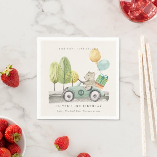 アクアグリーン任意の年齢の誕生日パーティテディカー スタンダードカクテルナプキン (インサイチュ)