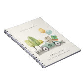 アクアグリーン任意の年齢の誕生日パーティテディカー ノートブック (右側)