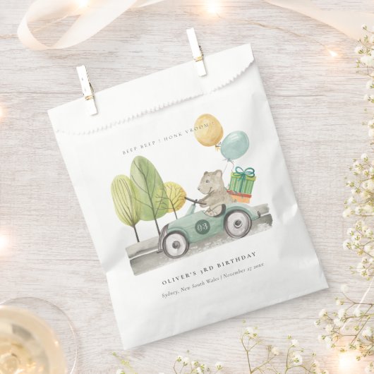 アクアグリーン任意の年齢の誕生日パーティテディカー フェイバーバッグ (クリップ留めされた状態)