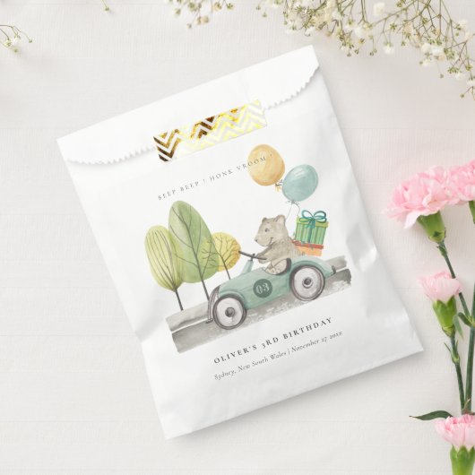 アクアグリーン任意の年齢の誕生日パーティテディカー フェイバーバッグ (封をした状態)