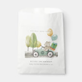 アクアグリーン任意の年齢の誕生日パーティテディカー フェイバーバッグ (正面)