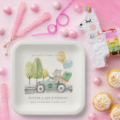 アクアグリーン任意の年齢の誕生日パーティテディカー ペーパープレート (パーティー)