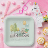 アクアグリーン任意の年齢の誕生日パーティテディカー ペーパープレート (パーティー)