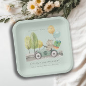 アクアグリーン任意の年齢の誕生日パーティテディカー ペーパープレート