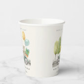 アクアグリーン任意の年齢の誕生日パーティテディカー 紙コップ (左)