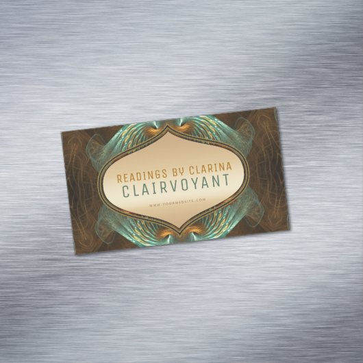 アクアグリーン金ゴールドフラクタルアーツクレアボイヤントリーディング マグネット名刺 (インサイチュ)