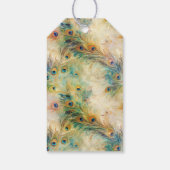 アクアグリーン金ゴールド孔雀の羽根 ギフトタグ (裏面)