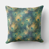 アクアグリーン金ゴールド孔雀の羽根 クッション (裏面)