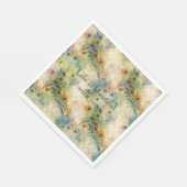 アクアグリーン金ゴールド孔雀の羽根 スタンダードランチョンナプキン (角)