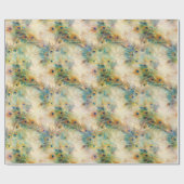 アクアグリーン金ゴールド孔雀の羽根 ラッピングペーパー (フラット)