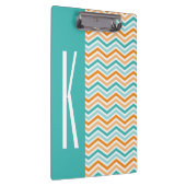 アクアグリーン&オレンジシェブロンストライプズ クリップボード (右)