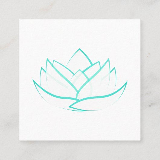 アクアグリーン&ホワイトスクエアロータスビジネスカード スクエア名刺 (裏面)