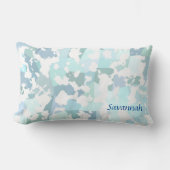 アクアグレイとホワイト抽象芸術幾何学的 ランバークッション (正面)