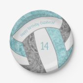 アクアグレイガーリーバレーボール誕生日パーティー ペーパープレート (正面)