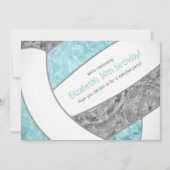 アクアグレイガーリーバレーボール誕生日パーティー 招待状 (正面)