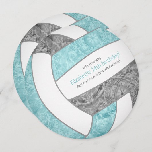 アクアグレイガーリーバレーボール誕生日パーティー 案内状 (正面/裏面)