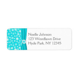 アクアグレイ白い雪片差出人住所ラベル ラベル