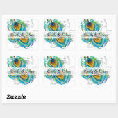 アクアグレイ3孔雀の羽結婚のステッカー スクエアシール (シート)