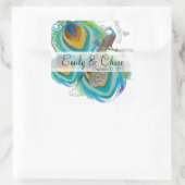 アクアグレイ3孔雀の羽結婚のステッカー スクエアシール (バッグ)