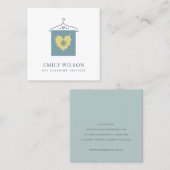 アクアグレーイエローグリーンぶら下がった服ドライクリーナー スクエア名刺 (正面/裏面)