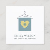 アクアグレーイエローグリーンぶら下がった服ドライクリーナー スクエア名刺 (正面)