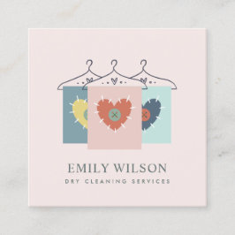 アクアグレーオレンジ赤面ぶら下がった服ドライクリーナー スクエア名刺