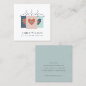 アクアグレーオレンジ赤面ぶら下がった服ドライクリーナー スクエア名刺 (正面/裏面)