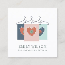 アクアグレーオレンジ赤面ぶら下がった服ドライクリーナー スクエア名刺