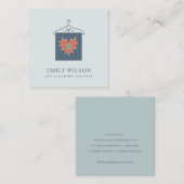 アクアグレーオレンジ赤面ぶら下がった服ドライクリーナー スクエア名刺 (正面/裏面)