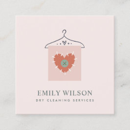 アクアグレーオレンジ赤面ぶら下がった服ドライクリーナー スクエア名刺