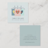 アクアグレーオレンジ赤面ぶら下がった服ドライクリーナー スクエア名刺 (正面/裏面)