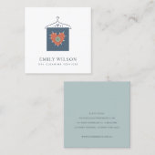 アクアグレーオレンジ赤面ぶら下がった服ドライクリーナー スクエア名刺 (正面/裏面)