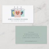 アクアグレーオレンジ赤面ぶら下がった服ドライクリーナー 名刺 (正面/裏面)