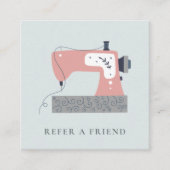 アクアグレーピーチピンク裁縫マシンREFER A FRIEND スクエア名刺 (正面)