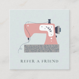 アクアグレーピーチピンク裁縫マシンREFER A FRIEND スクエア名刺
