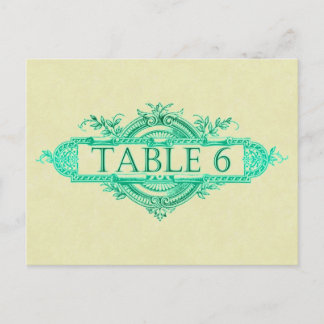 アクアグローヴィンテージウェディング披露宴テーブル番号 ポストカード