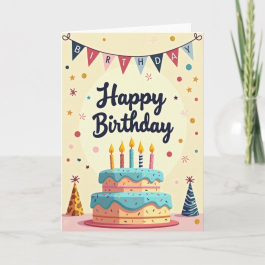 アクアケーキキャンドル 誕生日カード カード (正面)