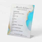 アクアゲート大理石金ゴールド詳細サロン価格表 台座サイン (正面)