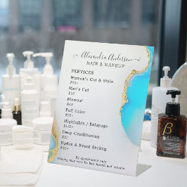 アクアゲート大理石金ゴールド詳細サロン価格表 台座サイン