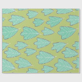アクアコンテンポラリーとグリーンオーク葉のパターン ラッピングペーパー (フラット)