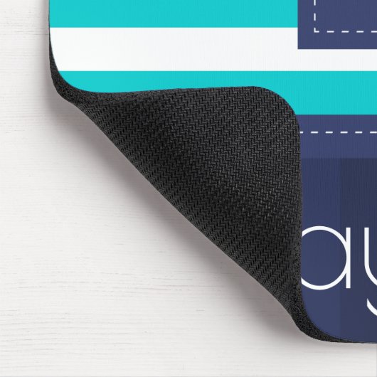 アクアコンテンポラリーネイビーブルーいかりパーソナライズされた マウスパッド (コーナー)