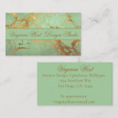 アクアコンテンポラリーブルーと金ゴールド大理石 名刺 (正面/裏面)