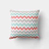 アクアコーラルグレーシェブロンモノグラム装飾枕 クッション (裏面)