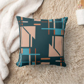 アクアコーラルラストオンダークティール(緑がかった色)幾何学的MCMルック クッション (ブランケット)