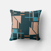 アクアコーラルラストオンダークティール(緑がかった色)幾何学的MCMルック クッション (裏面)